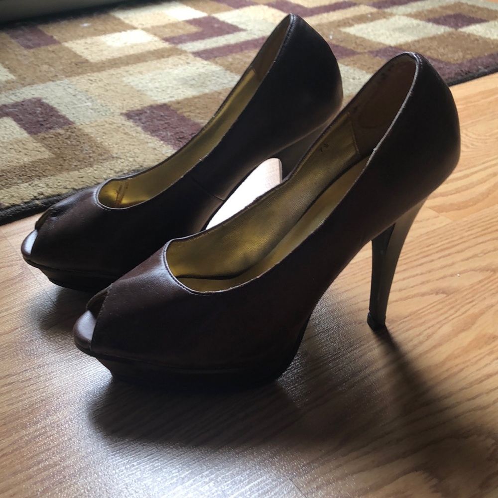 Brown high heels